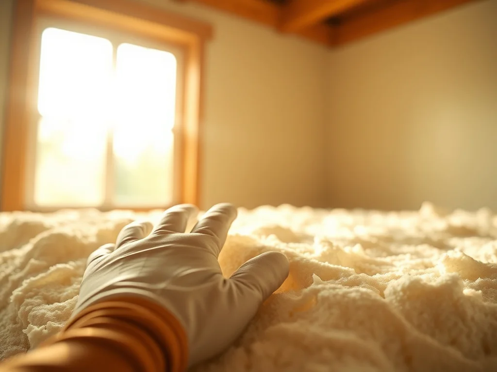 Close-up of cured spray foam insulation texture