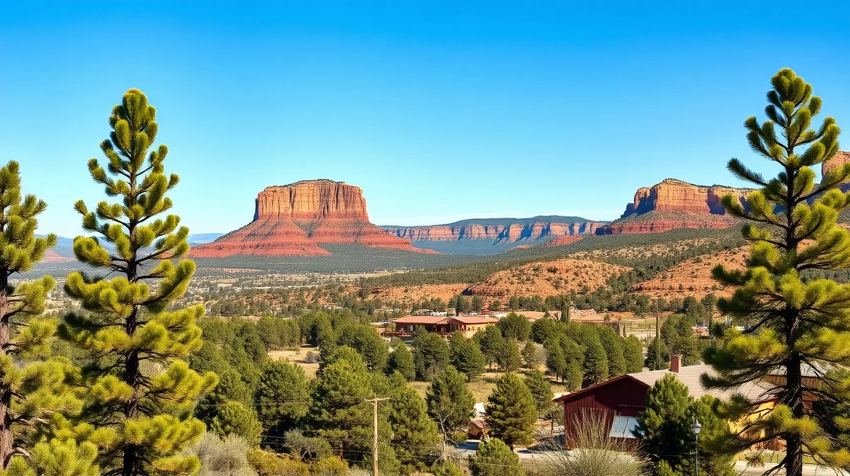 Ponderosa pine forest and red rock terrain near Payson, Arizona